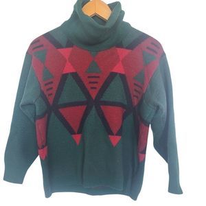 Vintage 3/4 Sleeve Turtleneck Cowl Sweater Size Small